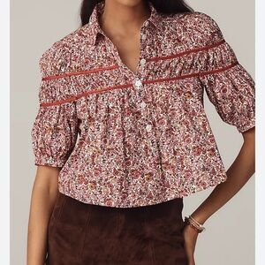 NWT Leandra Shirred Yoke Blouse by Maeve